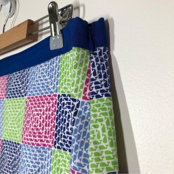 Vineyard Vines Colourful Whale Squares Skirt Size 8 - Picture 5 of 6